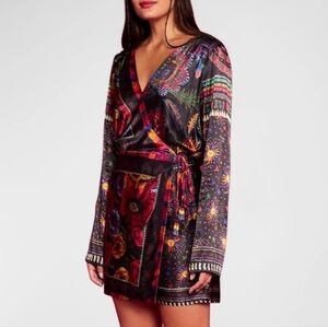 NWT Farm Rio Mixed Scarves Wrap Floral Mini Dress in Size Medium